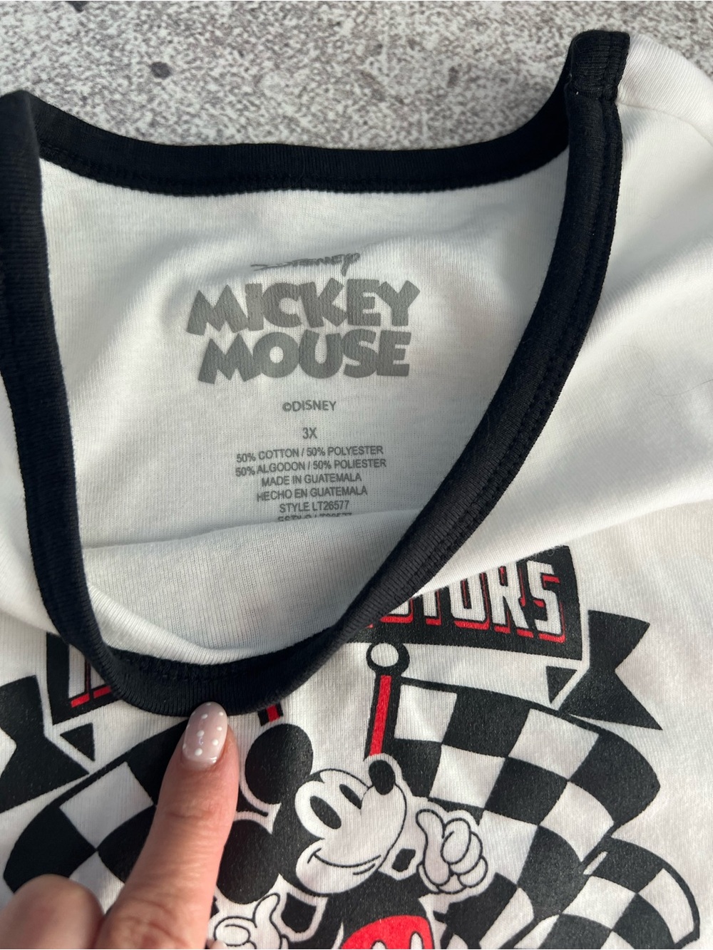 Disney White Tank Top with Black Trim and Mickey Motors Graphic - Picture 4 of 4